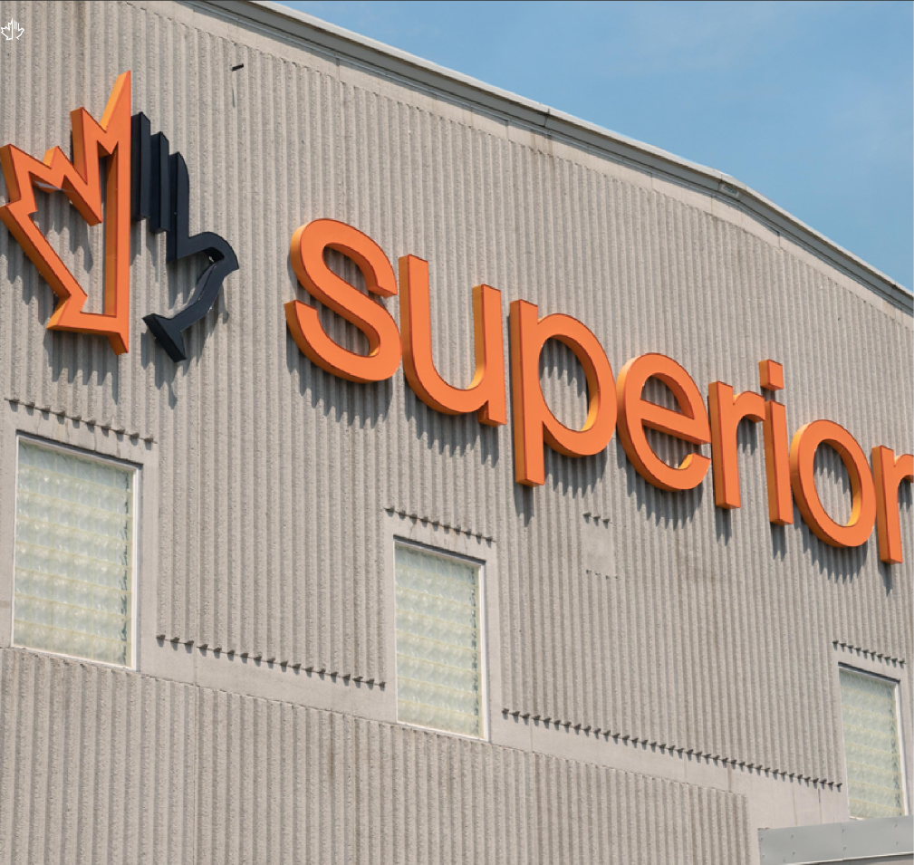 Superior Glove's Corporate Logo on Side of Building